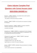 Claims Adjuster &ndash; Complete Final Questions with Correct Answers &vert; Latest 2025&sol;2026 &vert; Graded A&plus;