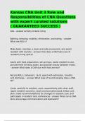 Kansas CNA Unit 3 Role and Responsibilities of CNA Questions with expert curated solutions 