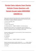  Florida Claims Adjuster Exam &ndash; Practice Multiple Choice Questions with Correct Answers &vert; Latest 2025&sol;2026 &vert; Graded A&plus;