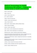 Medical Terminology for Health Professions 9th edition--- Chapter 2--- human body in health and disease Exam Questions and Answers