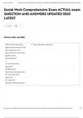 Social Work Comprehensive Exam ACTUAL exam&colon; QUESTION AND ANSWERS UPDATED 2025 LATEST