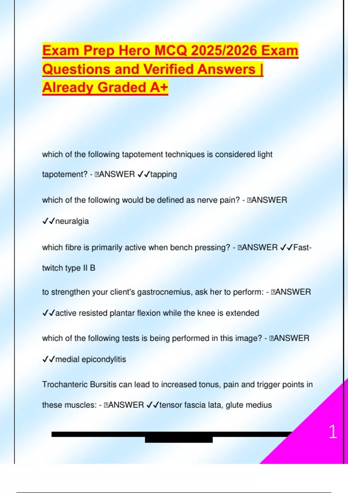 Exam Prep Hero MCQ 2025/2026 Exam Questions and Verified Answers ...