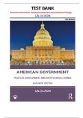 TEST BANK for American Government&colon; Political Development and Institutional Change&comma; 11th Edition by Cal Jillson