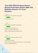 First AID&sol; CPR Final Exam Review &sol; Newest Actual Exam Review Q&A with Definitive Answers &sol; A&plus; Score Solutions&period;        Quiz&lowbar;&lowbar;&lowbar;&lowbar;&quest; What should you do if a person does not give consent&quest; -           Answer Call 911 but do not give care          Quiz&lowbar;&lowbar;&lowbar;&lowbar;&quest; What 