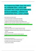 Fire Engineering &lpar;FINAL Exam Sub year&rpar; &vert;   ALL VERSIONS 2025 &vert; LATEST AND  ACCURATE REAL EXAM QUESTIONS WITH  DETAILED ANSWERS &vert; VERIFIED FOR  GUARANTEED PASS &vert; LATEST UPDATE  