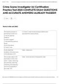 Crime Scene Investigator IAI Certification Practice Test 2025 COMPLETE EXAM QUESTIONS AND ACCURATE ANSWERS &vert;ALREADY PASSED&excl;&excl;