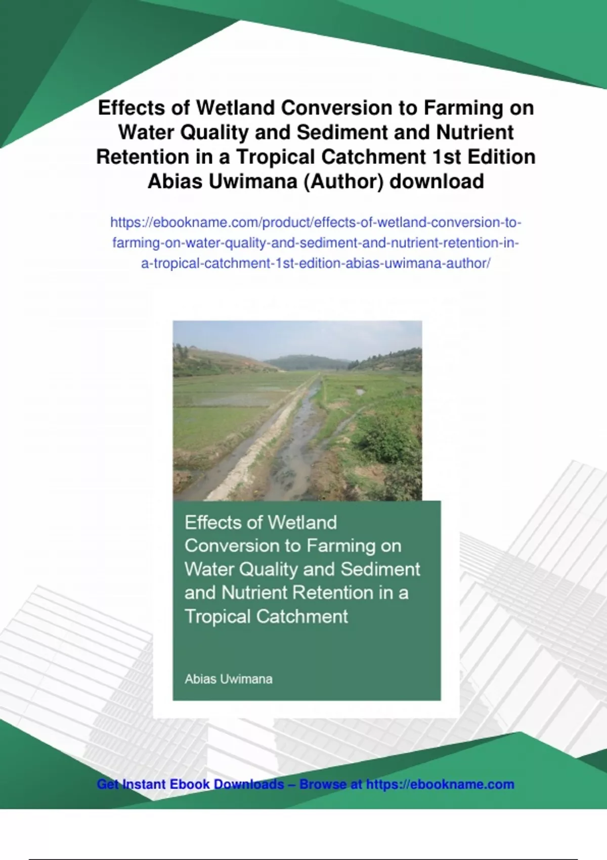Summary Effects of Wetland Conversion to Farming on Water Quality and ...