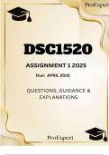 Quantitative Modelling I &lpar;DSC1520&rpar; ASIIGNMENT GUIDE 2025 APRIL