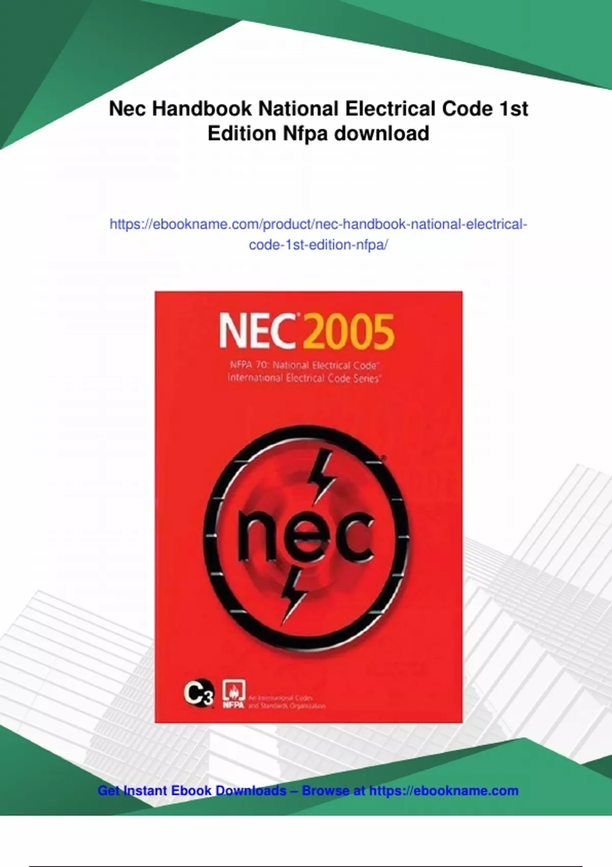 Summary Nec Handbook National Electrical Code 1st Edition Nfpa ...
