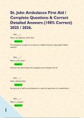 St&period; John Ambulance First Aid &sol; Complete Questions & Correct Detailed Answers &lpar;100&percnt; Correct&rpar; 2025 &sol; 2026&period;         Quiz&lowbar;&lowbar;&lowbar;&lowbar;&quest; What is the definition of First Aid&quest; -           Answer The emergency care given to an injured or suddenly ill person using readily 