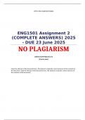 ENG1501 Assignment 2 &lpar;COMPLETE ANSWERS&rpar; 2025 - DUE 23 June 2025&semi; 100&percnt; TRUSTED Complete&comma; trusted solutions and explanations&period; Ensure your success with us&period;&period; 