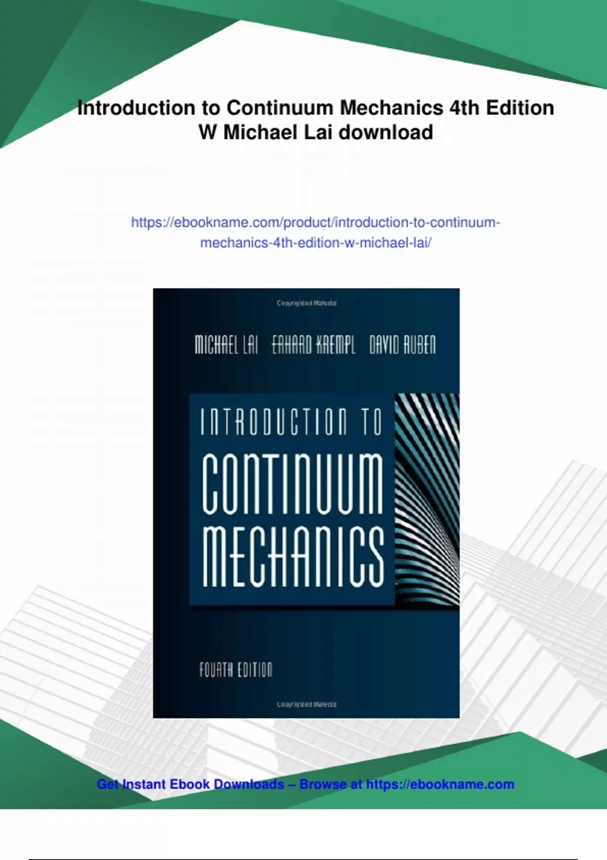 Summary Introduction to Continuum Mechanics 4th Edition W Michael Lai - PDF Download - Ebookname ...