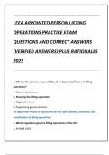 LEEA APPOINTED PERSON LIFTING  OPERATIONS PRACTICE EXAM QUESTIONS AND CORRECT ANSWERS  &lpar;VERIFIED ANSWERS&rpar; PLUS RATIONALES  2025