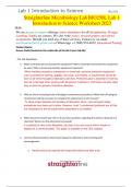 Straighterline Microbiology BIO250L Lab 1 Introduction to Science Worksheet Questions and Answers 2024 &sol; 2025 &lpar;New Version Updated&rpar;
