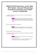 NR565&sol; NR 565 Final Exam&colon; &lpar;Latest 2024&sol; 2025 Update&rpar; Advanced Pharmacology Exam Review&vert; Questions and Verified Answers -Chamberlain