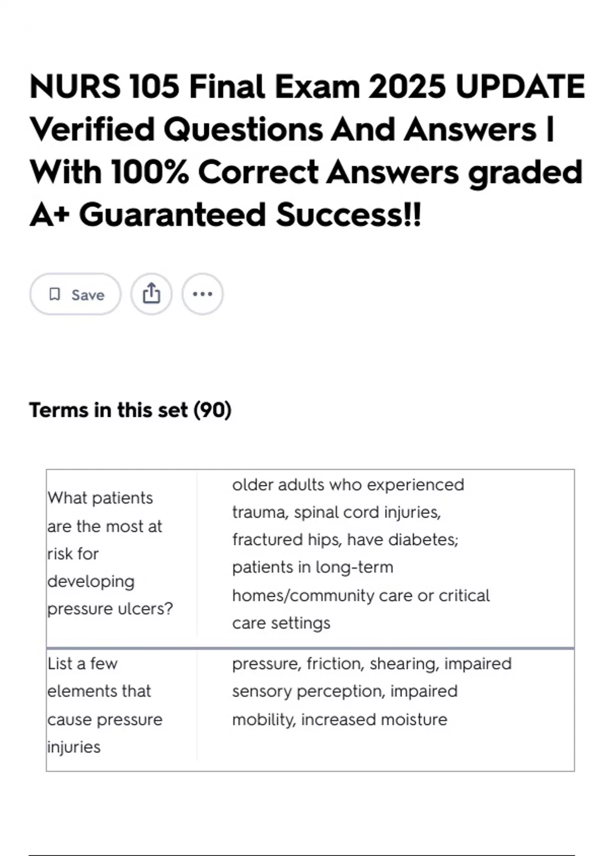 NURS 105 Final Exam 2025 UPDATE Verified Questions And Answers | With ...