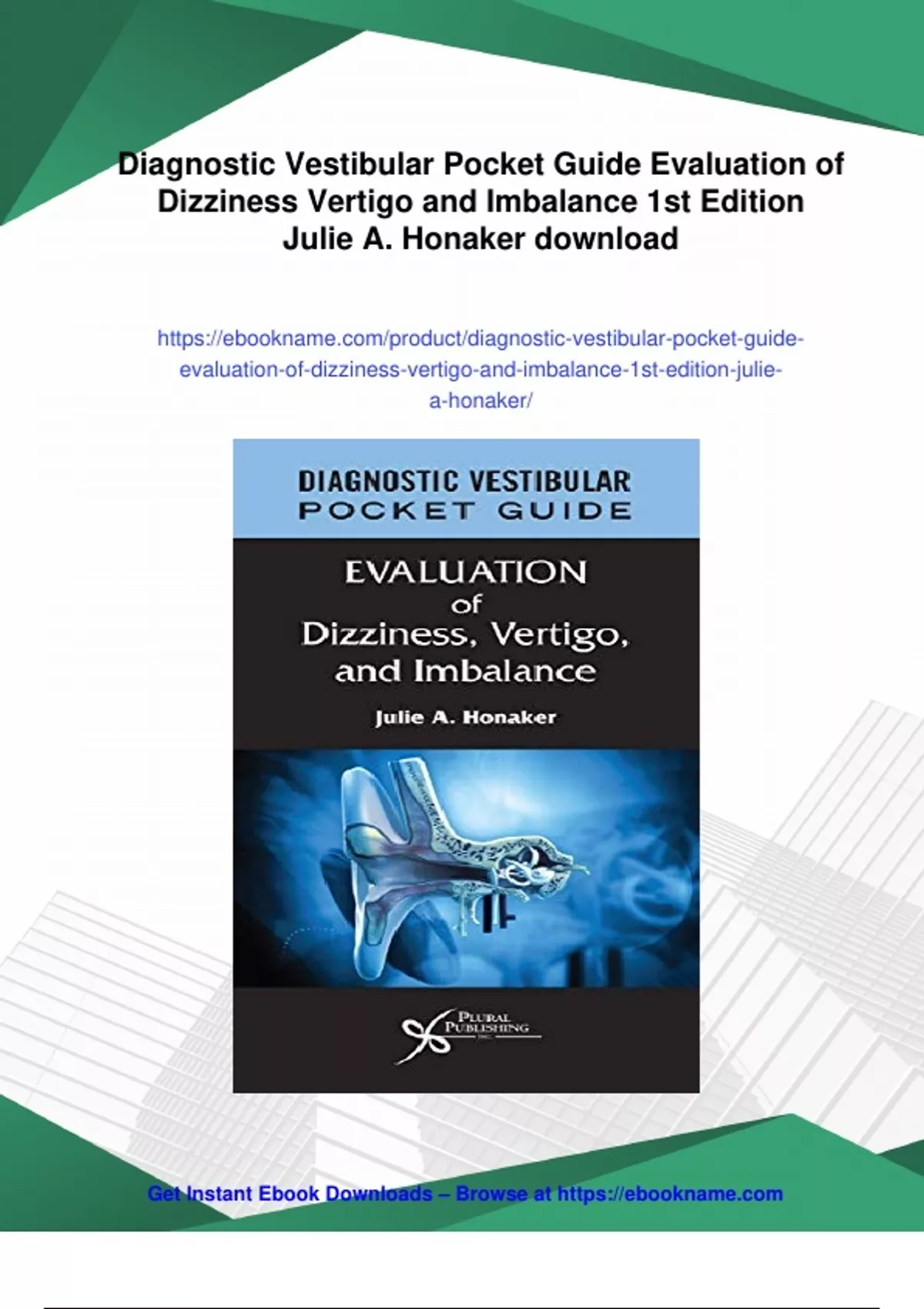 Vestibular Study Guide Summary Diagnostic Vestibular Pocket Guide Evaluation of Dizziness ...