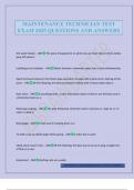 MAINTENANCE TECHNICIAN TEST EXAM 2025 QUESTIONS AND ANSWERS