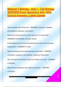 National 5 Biology - Unit 1 - Cell Biology  2025&sol;2026 Exam Questions with 100&percnt;  Correct Answers &vert; Latest Update 