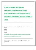 USPA D LICENSE SKYDIVING  CERTIFICATION PRACTICE EXAM  QUESTIONS AND CORRECT ANSWERS  &lpar;VERIFIED ANSWERS&rpar; PLUS RATIONALES  2025