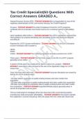 Tax Credit Specialist&vert;53 Questions With Correct Answers GRADED A&comma;&period;