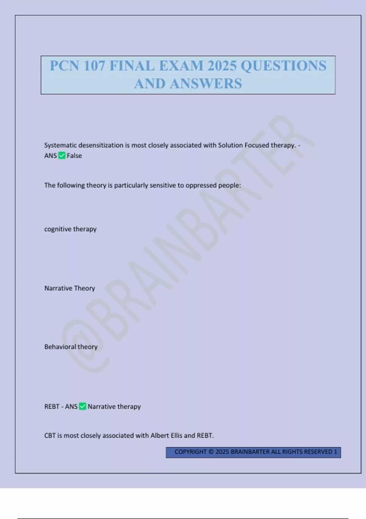 PCN 107 FINAL EXAM 2025 QUESTIONS AND ANSWERS - PCN 107 - Stuvia US