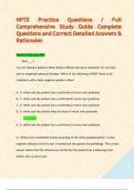 NPTE Practice Questions &sol; Full Comprehensive Study Guide Complete Questions and Correct Detailed Answers & Rationales  