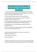 Ambulatory Care Exam 1 Questions with Accurate Answers