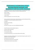 Ambulatory Certification Prep - Nursing World Sample Test Questions with Accurate Answers