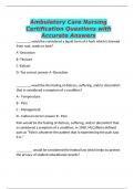 Ambulatory Care Nursing Certification Questions with Accurate Answers
