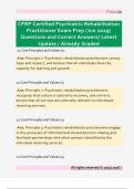 CPRP Certified Psychiatric Rehabilitation  Practitioner Exam Prep &lpar;Jun 2019&rpar;  Questions and Correct Answers&sol; Latest  Update &sol; Already Graded