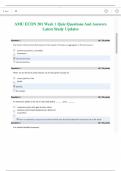 AMU ECON 201 Week 1 Quiz Questions And Answers Latest Study Updates 2025Quizzes