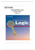 A Concise Introduction to Logic 14th Edition by Patrick J&period; Hurley Test Bank covering All chapters&period; Answers are provided