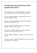 BC Optometry Jurisprudence Exam 2025 questions with answers