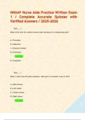 NNAAP Nurse Aide Practice Written Exam 1 &sol; Complete Accurate Quizzes with Verified Answers &sol; 2025-2026        