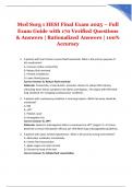Med Surg 1 HESI Final Exam 2025 &ndash; Full Exam Guide with 170 Verified Questions & Answers &vert; Rationalized Answers &vert; 100&percnt; Accuracy