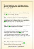 Rockwell Real Estate Exam MAIN Questions with  Detailed Verified Answers 100&percnt; Correct Answers  Already Graded A&plus;