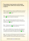 Texas Adjuster Exam Questions with Detailed  Verified Answers 100&percnt; Correct Answers Already  Graded A&plus; 