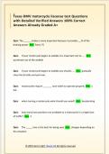 Texas DMV motorcycle liscense test Questions  with Detailed Verified Answers 100&percnt; Correct  Answers Already Graded A&plus;