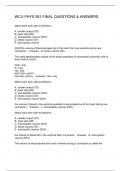 WCU PHYS 261 FINAL QUESTIONS & ANSWERS