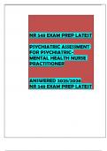 NR 548 EXAM PREP LATEST  PSYCHIATRIC ASSESSMENT FOR PSYCHIATRIC-MENTAL HEALTH NURSE PRACTITIONER   ANSWERED 2025&sol;2026