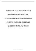   The Latest Edition a Test Bank &lowbar; Testbank for Davis Advantage for Pediatric Nursing Critical Components of Nursing Care 3rd Edition Rudd