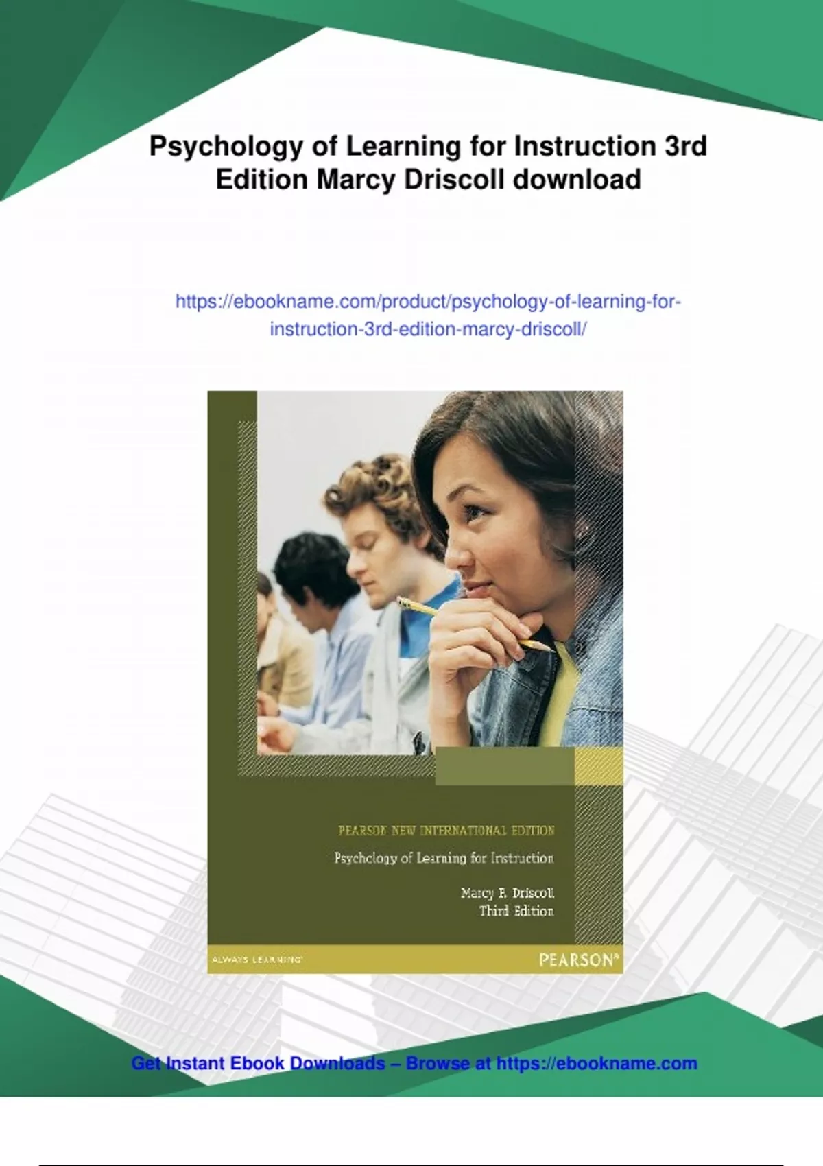 Summary Psychology of Learning for Instruction 3rd Edition Marcy Driscoll - Digital Download ...