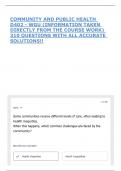COMMUNITY AND PUBLIC HEALTH D402 - WGU &lpar;INFORMATION TAKEN DIRECTLY FROM THE COURSE WORK&rpar; 310 QUESTIONS WITH ALL ACCURATE SOLUTIONS&excl;&excl;