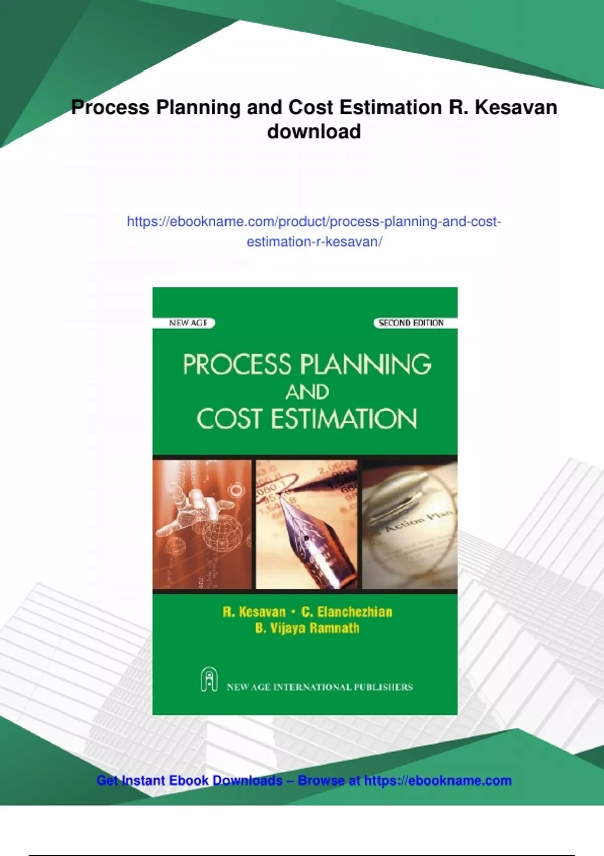 Cost Estimation Handbook.pdf Summary Process Planning and Cost Estimation R. Kesavan - Instant ...