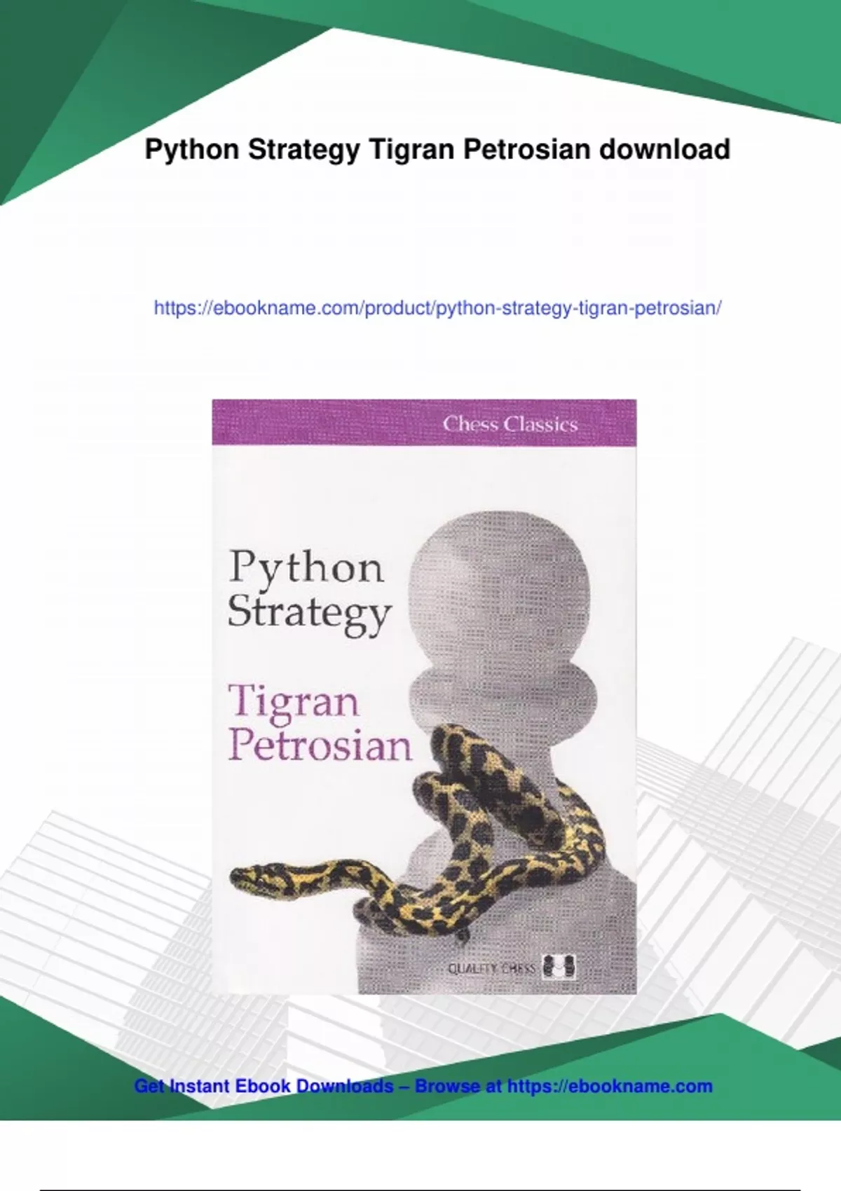 Summary Python Strategy Tigran Petrosian - Digital Download - Ebookname ...