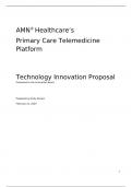 AMN&reg; Healthcare&rsquo;s Primary Care Telemedicine PlatformTechnology Innovation Proposal Presented to the Innovation Board