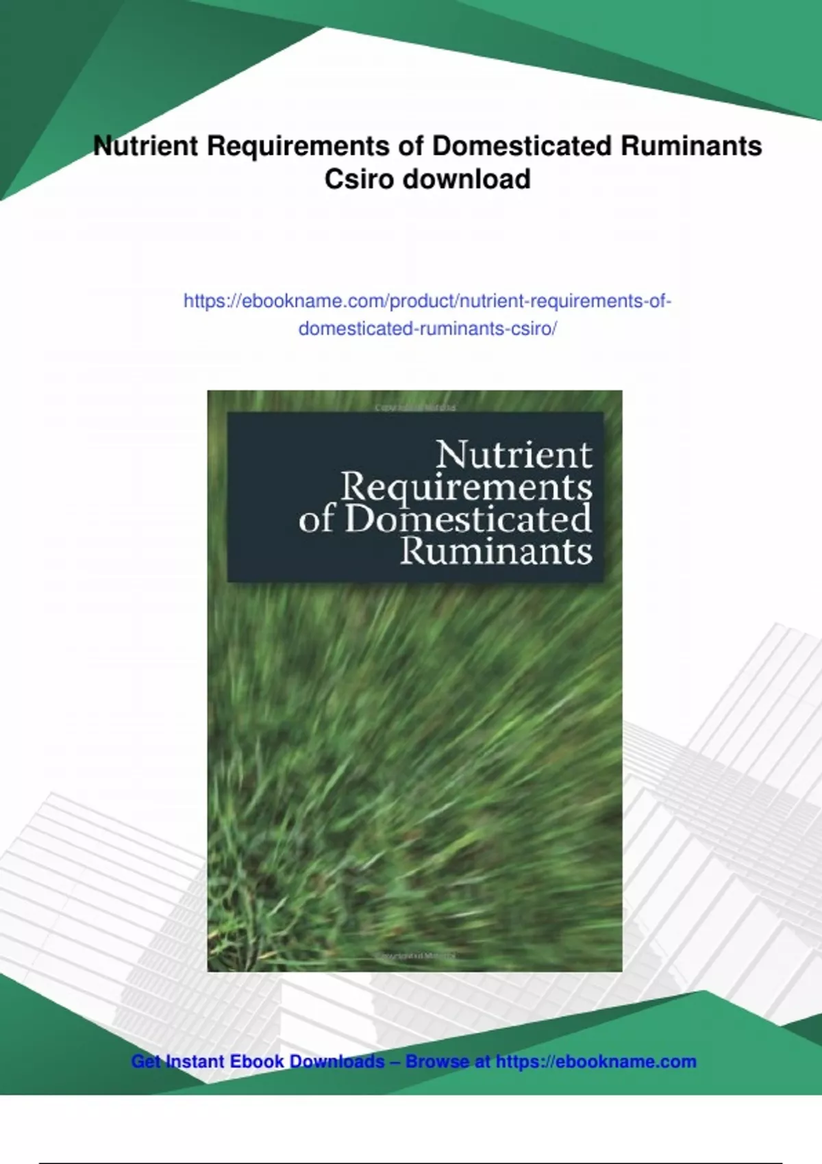 Dcm Ruminant Summary Nutrient Requirements of Domesticated Ruminants Csiro - Digital ...