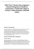  NR533 Week 7 Business Plan Assignment &ndash; Financial Management in Healthcare Organizations &ndash; Chamberlain College of Nursing &ndash; Verified Submission &vert; 2025&sol;2026 Edition