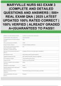 MARYVILLE NURS 663 EXAM 3 &vert;COMPLETE AND DETAILED QUESTIONS AND ANSWERS &vert; 500&plus; REAL EXAM QNA &vert; 2025 LATEST UPDATED 100&percnt; RATED CORRECT &vert; 100&percnt; VERFIED &vert; ALREADY GRADED A&plus;&vert;GUARANTEED TO PASS&excl;&excl;
